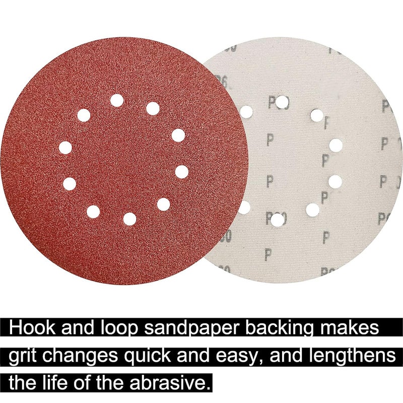 SACKORANGE 50 Pack 9-Inch 10 Hole 40 Grit Hook-and-Loop Drywall Sandpaper - Aluminum Oxide Sanding Disc for ‎9" Drywall Sander Wood Furniture Finishing - Image 2